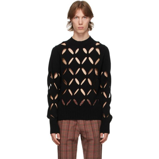 Stefan Cooke SSENSE Exclusive Black Wool Slashed Sweater
