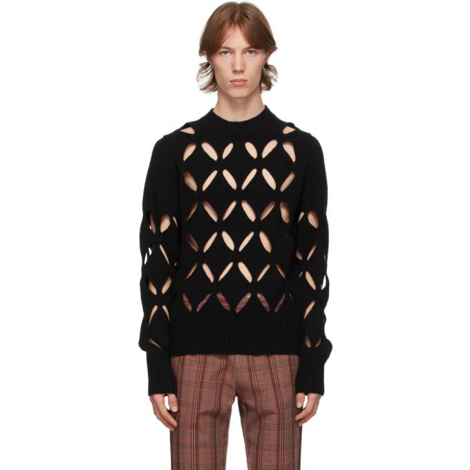 Stefan Cooke SSENSE Exclusive Black Wool Slashed Sweater
