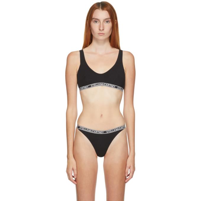 Stella McCartney Black and White Ivy Chatting Cotton Bralette