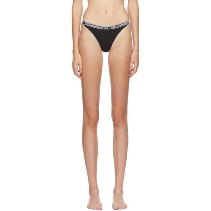 Stella McCartney Black and White Ivy Chatting Cotton Thong