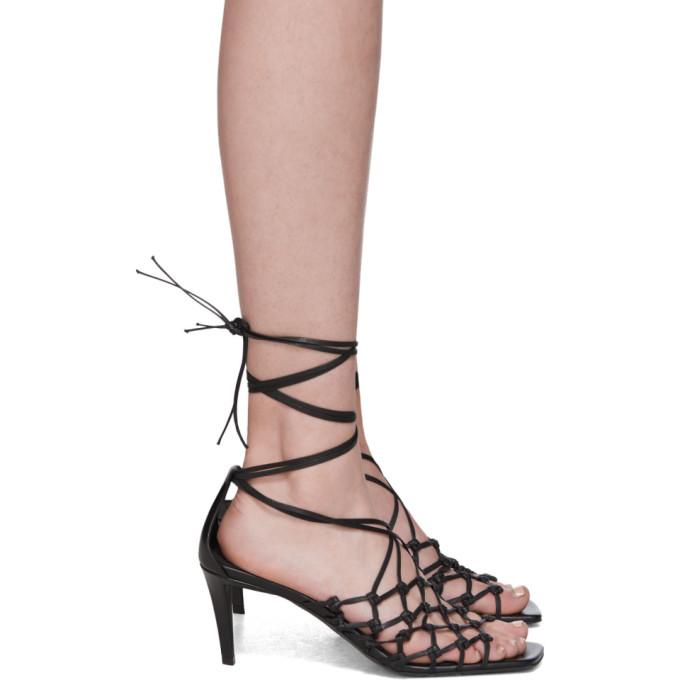 Stella McCartney Black Faux-Leather Wraparound Heeled Sandals