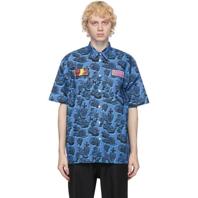 Stella McCartney Blue Ricky Patch Short Sleeve Shirt