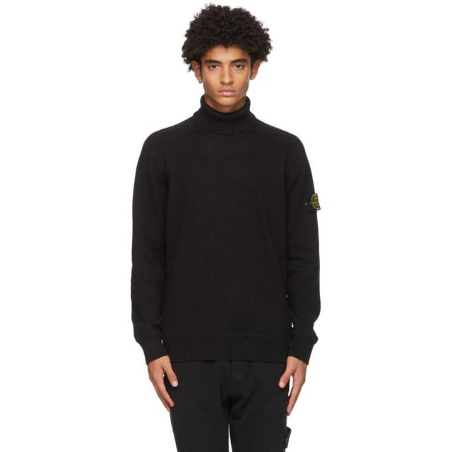 Stone Island Black Raglan Roll Turtleneck