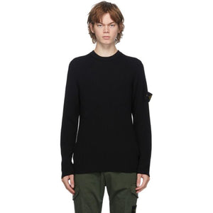 Stone Island Black Rib Knit Crewneck Sweater