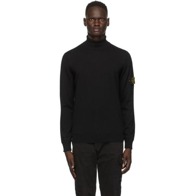 Stone Island Black Wool Turtleneck