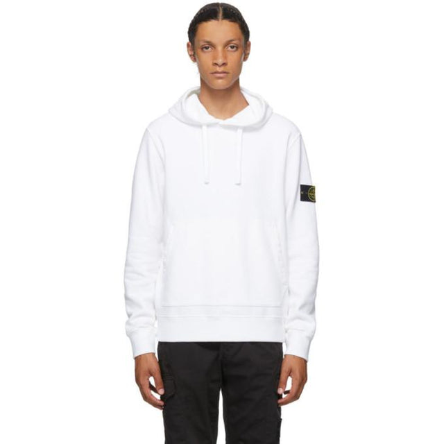 Stone Island White Cotton Hoodie
