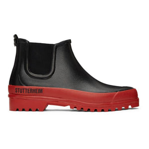 Stutterheim Black and Red Rainwalker Chelsea Boots