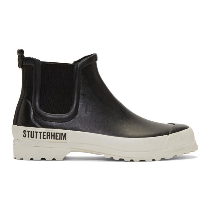 Stutterheim Black and White Novesta Edition Rainwalker Chelsea Boots