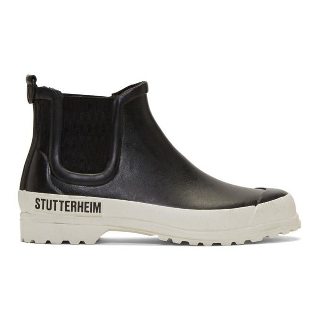 Stutterheim Black and White Novesta Edition Rainwalker Chelsea Boots