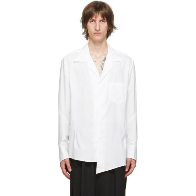 Sulvam White Broad Open Collar Shirt