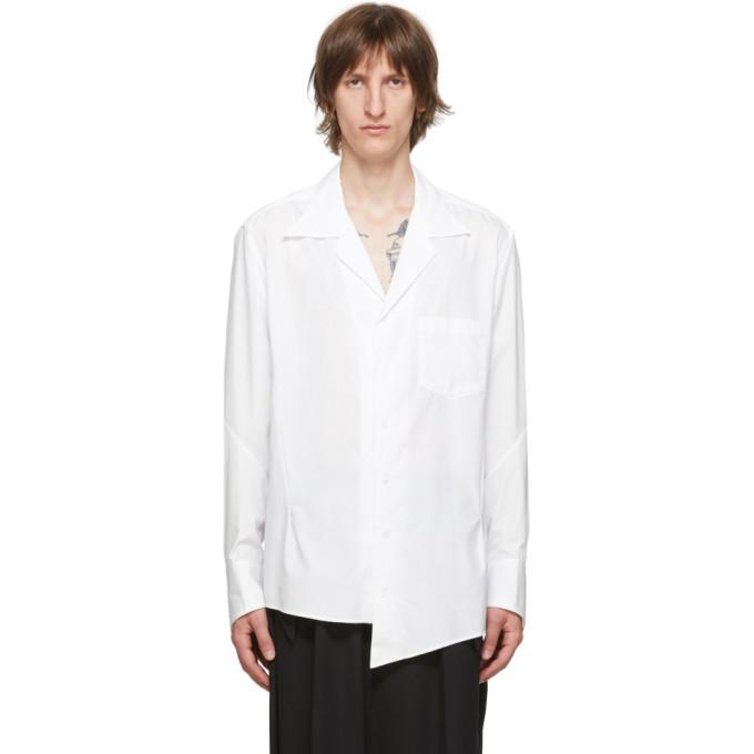 Sulvam White Broad Open Collar Shirt