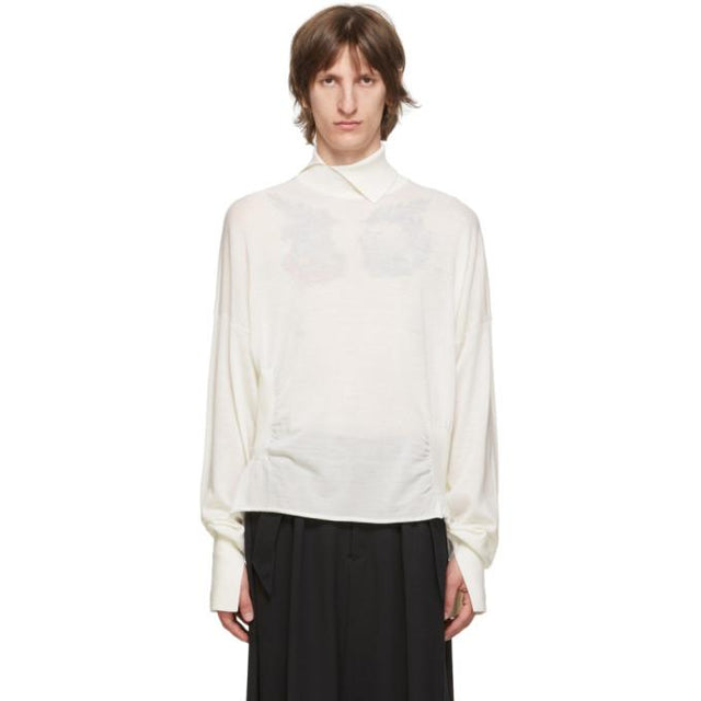 Sulvam White Wool High-Neck Sweater