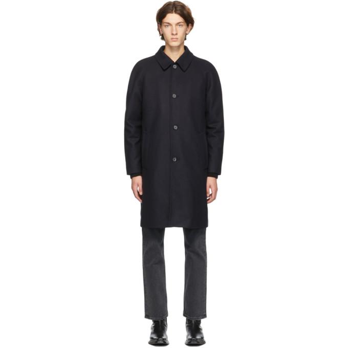 Sunflower Navy Wool Raglan Coat