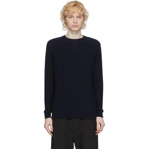 Sunspel Navy Cotton Crewneck Sweater