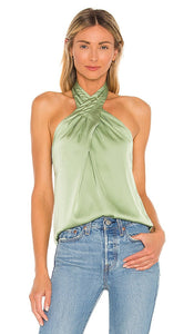 superdown Amerie Pleated Halter Top in Green Superdown Amerie plissée licou plissé en vert Superdown Amerie百褶的露背上衣