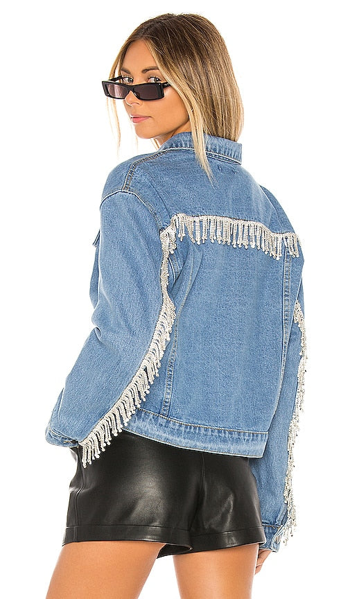 superdown Raya Rhinestone Fringe Jacket Superdown Raya Rhinestone Fringe Veste Superdown Raya Rhinestone边缘夹克