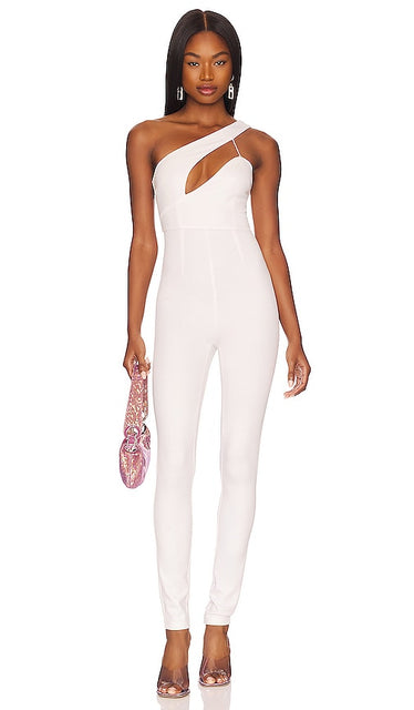superdown Tiasha Asymmetrical Jumpsuit in White Superdown Tiarsha Asymétrical Jumpsuit en blanc Superdown Tiasha不对称连身裤穿着白色