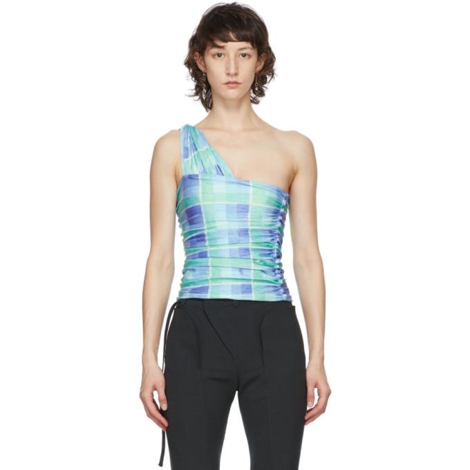 Supriya Lele Blue and Green Ruched Wrap Tank Top