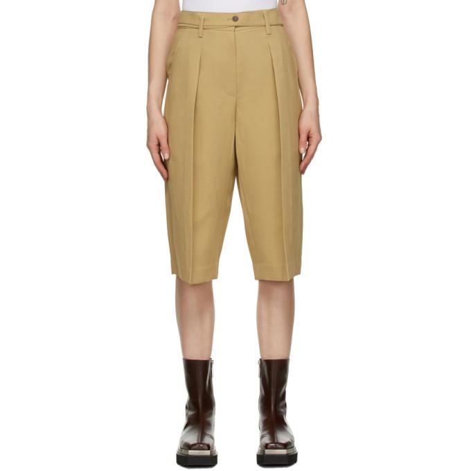System Beige Belted Pleated Shorts