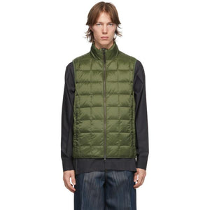 TAION Green Down Basic High Neck Puffer Vest