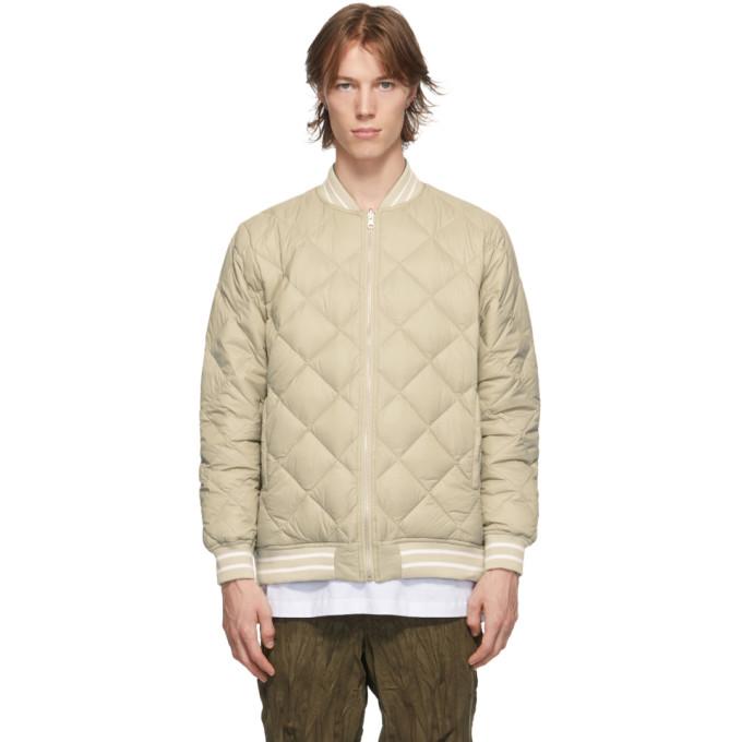 TAION Reversible Beige Down City Bomber Jacket