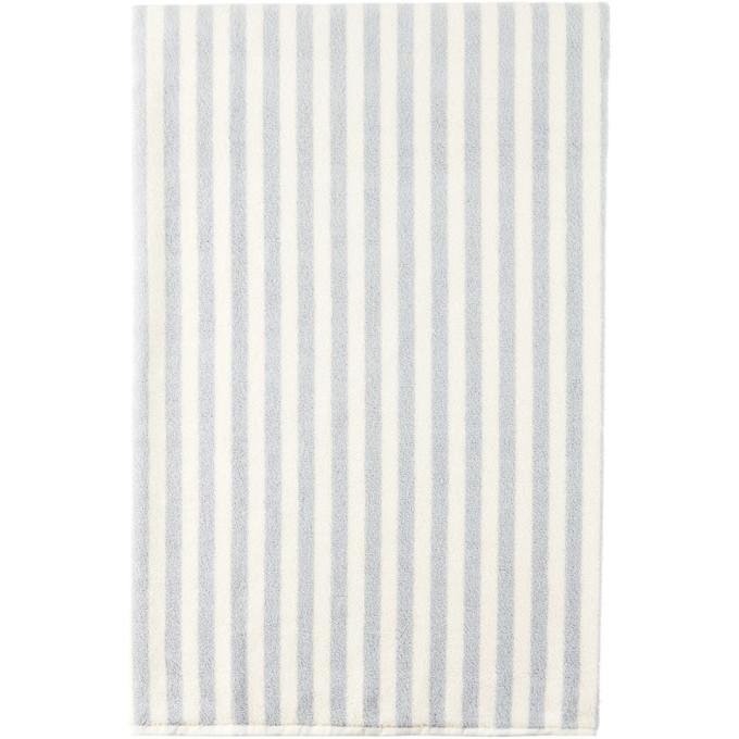 Tekla SSENSE Exclusive Off-White and Blue Stripe Bath Sheet Towel-Towels-BlackSkinny