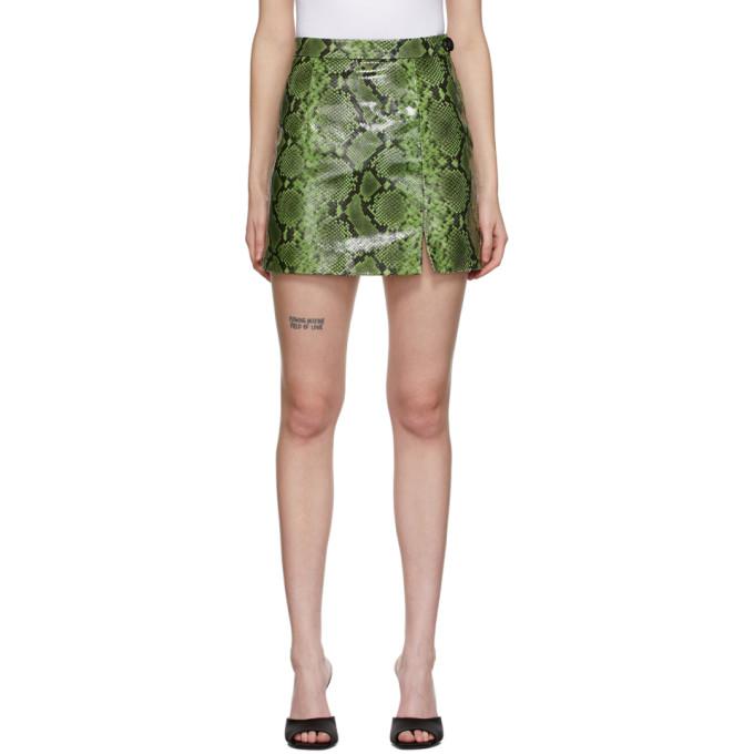 The Attico Black and Green Leather Ayers Miniskirt