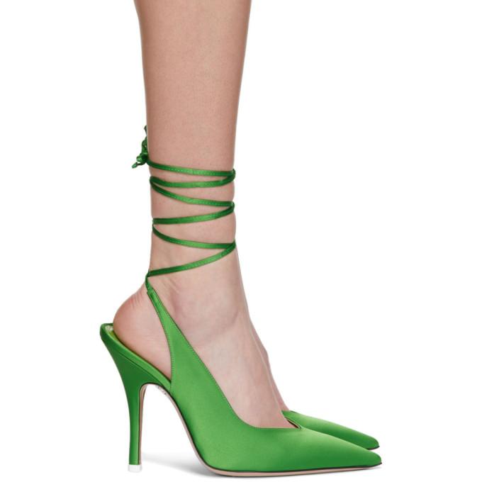 The Attico Green Satin Venus Heels