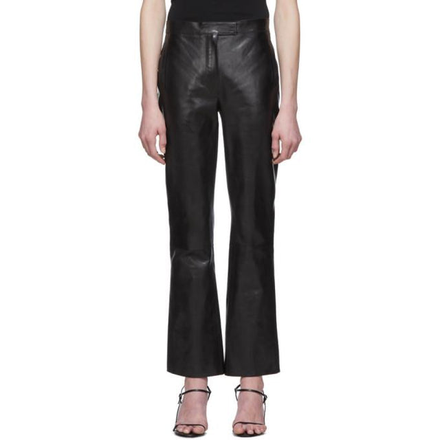 The Row Black Leather Jonell Pants