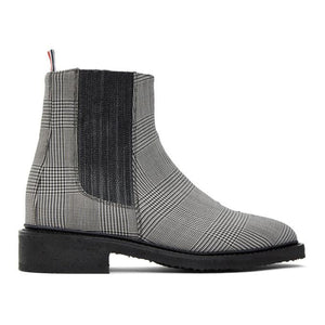 Thom Browne Black and White Houndstooth Chelsea Boots