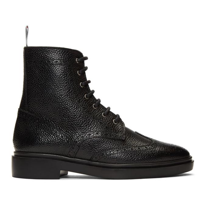 Thom Browne Black Classic Wingtip Rubber Sole Boots