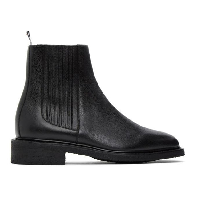 Thom Browne Black Pebbled Chelsea Boots