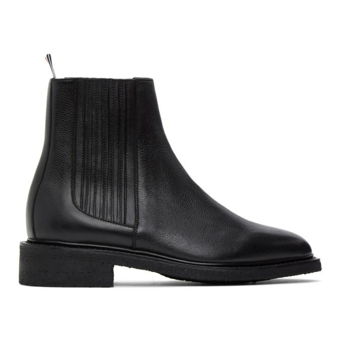 Thom Browne Black Pebbled Chelsea Boots
