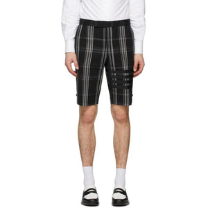 Thom Browne Black Seersucker Plaid 4-Bar Classic Shorts