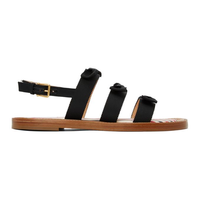 Thom Browne Black Three Strap Sandals