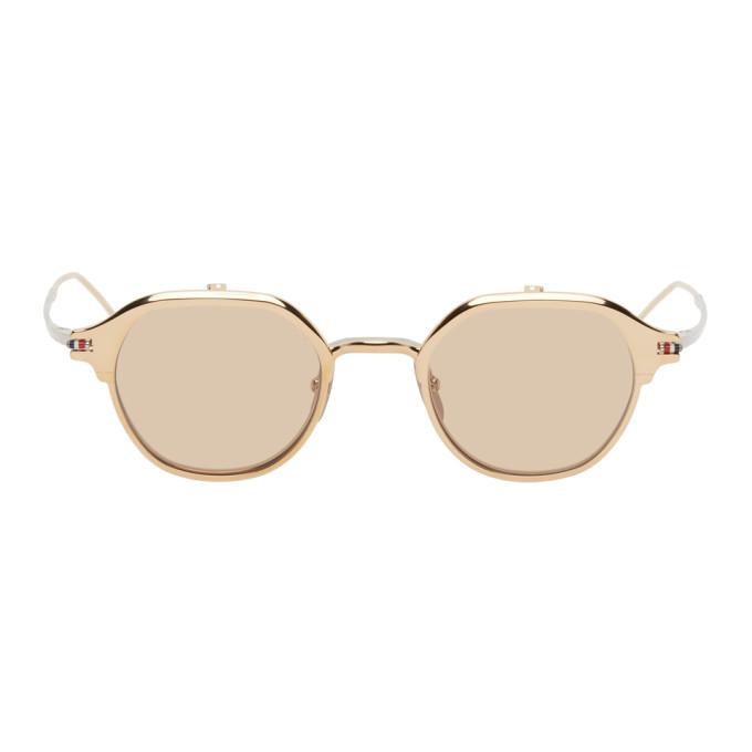 Thom Browne Gold Round TBS812 Flip-Up Sunglasses