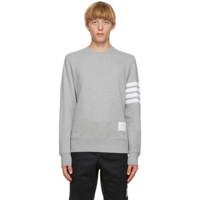 Thom Browne Grey 4-Bar Classic Crewneck Sweatshirt