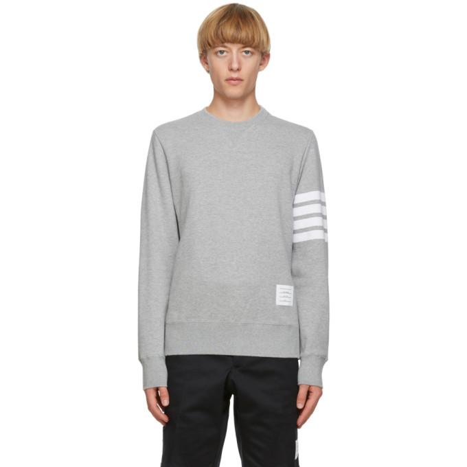 Thom Browne Grey 4-Bar Classic Crewneck Sweatshirt