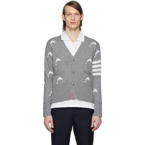 Thom Browne Grey Dolphin Half Drop Cardigan