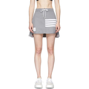 Thom Browne Grey Flyweight Pleated Back 4-Bar Miniskirt