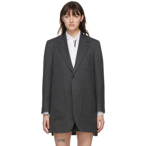 Thom Browne Grey Herringbone Oversized Sack Coat