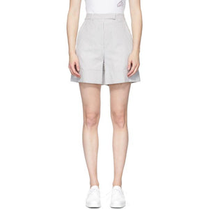Thom Browne Grey Seersucker High Waisted Shorts