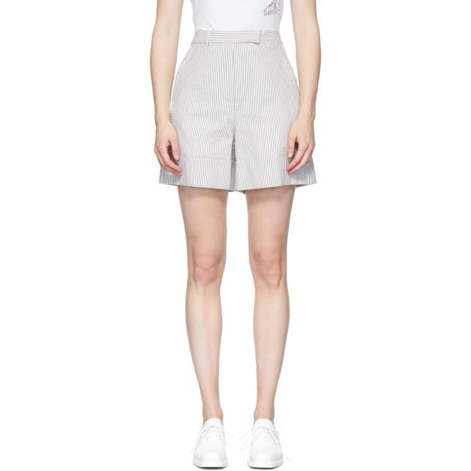 Thom Browne Grey Seersucker High Waisted Shorts