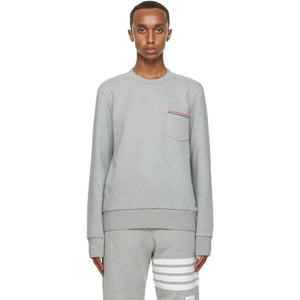 Thom Browne Grey Stripe Pocket Classic Sweatshirt