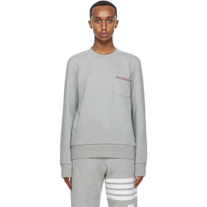 Thom Browne Grey Stripe Pocket Classic Sweatshirt