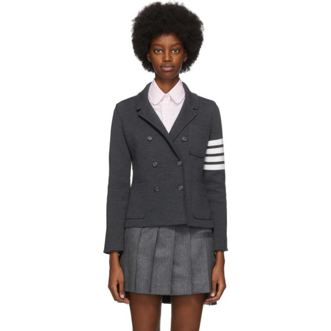 Thom Browne Grey Wool 4-Bar Double-Breasted Jacket
