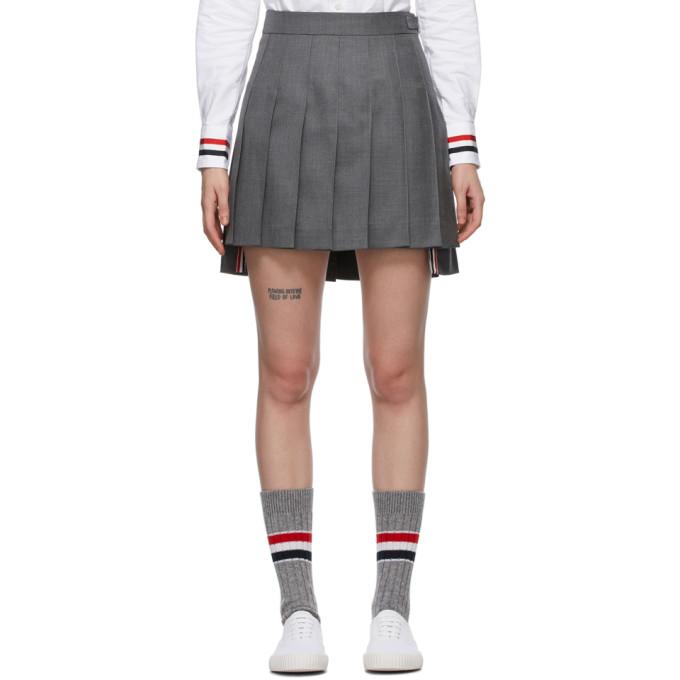 Thom Browne Grey Wool Pleated Skirt