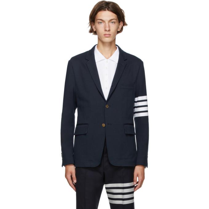 Thom Browne Navy 4-Bar Unconstructed Sport Blazer