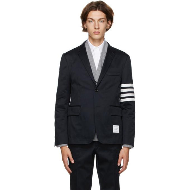 Thom Browne Navy 4-Bar Unconstructed Sport Blazer
