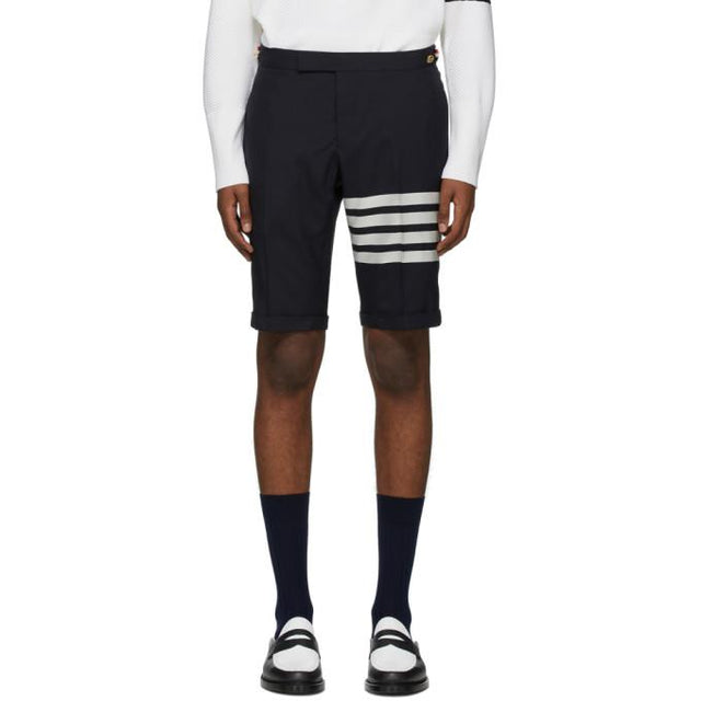 Thom Browne Navy 4-Bar Wool Shorts